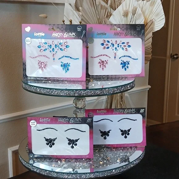 New 4pc Harley Quinn Face Gems Toxic Love / Pouts & Pigtails By Lottie London - Picture 15 of 17